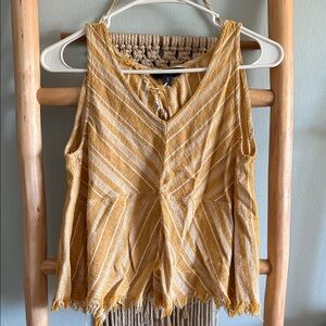 Indigo Rein Yellow and White Striped Tank Top